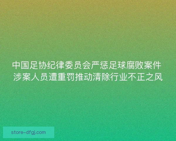 中国足协纪律委员会严惩足球腐败案件 涉案人员遭重罚推动清除行业不正之风