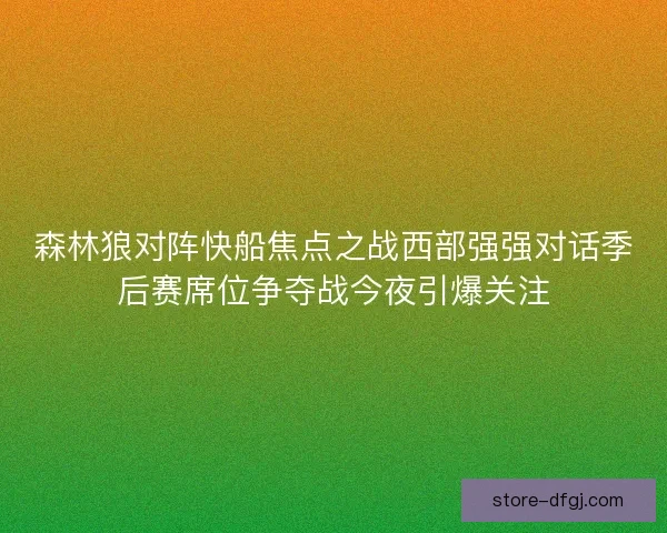 森林狼对阵快船焦点之战西部强强对话季后赛席位争夺战今夜引爆关注